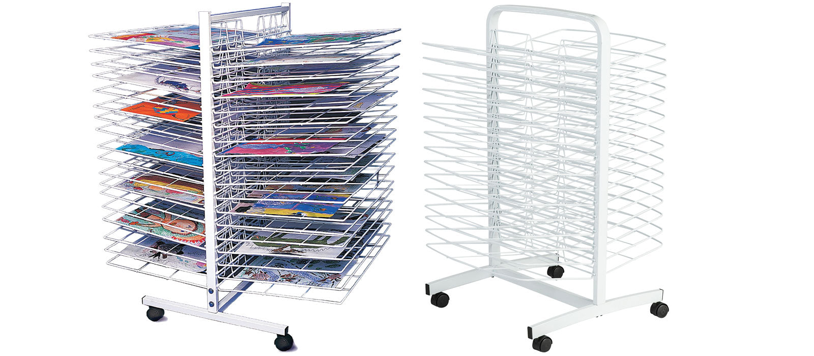 Art Drying Rack, Classroom Painting Storage, 25 Flexible Shelves