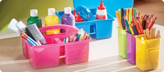 Stationary for teachers in Elizabeth Richards connector tubs and caddys
