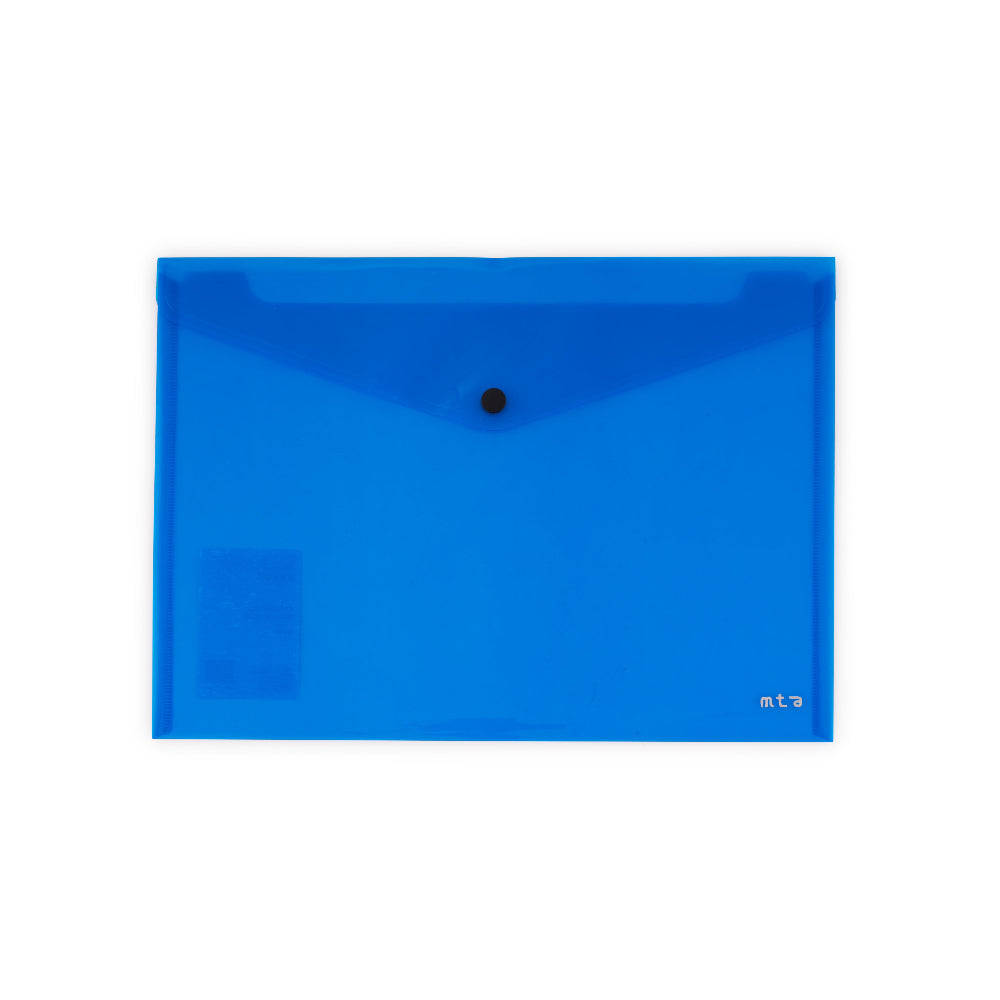 Document Wallet A4 Button Close Blue Pack of 12