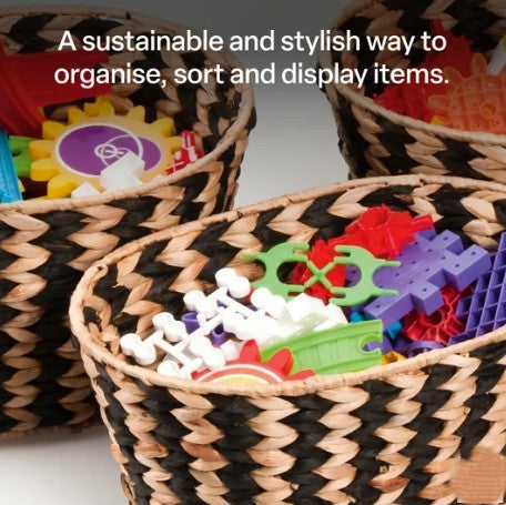 WOVEN ZEBRA BASKETS SET OF 3
