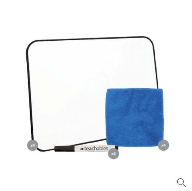 Whiteboard kit with Markers, Eraser Cloths - Kit of 4