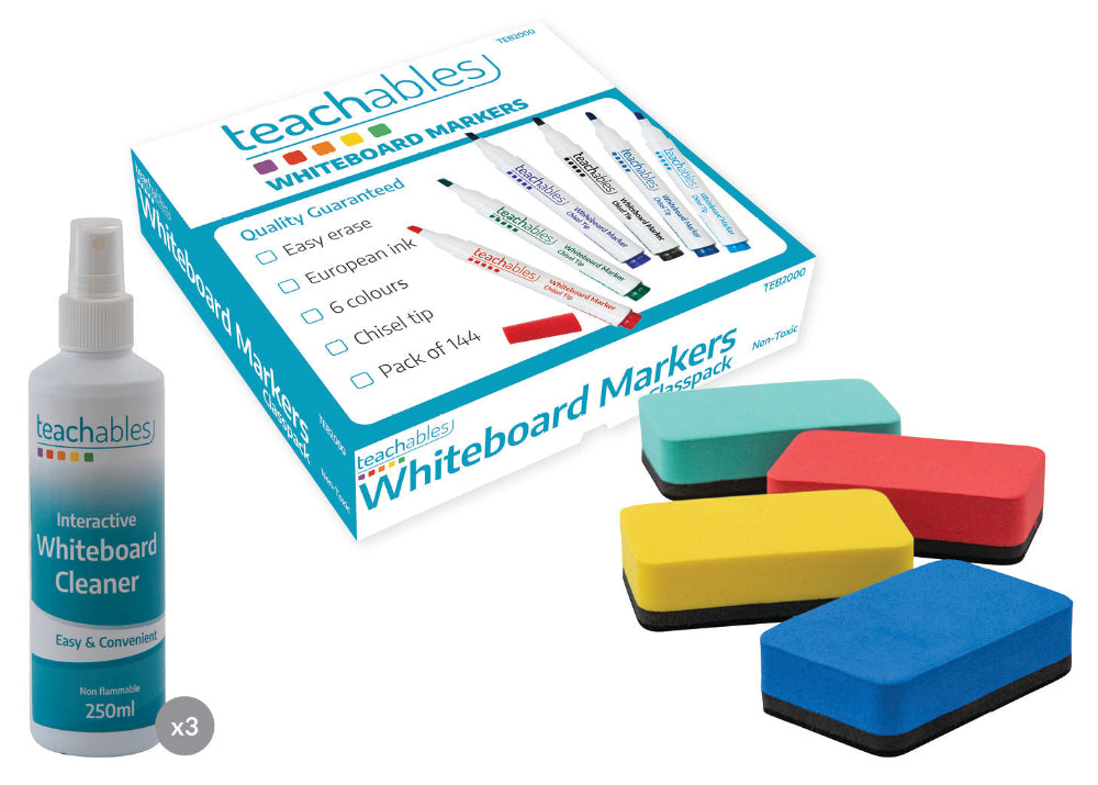 Teachables Whiteboard Marker Chisel Tip and Cleaning Kit