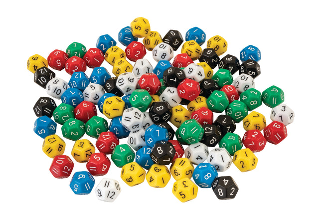 Dice: 12 Face 1-12 in Jar 100pc