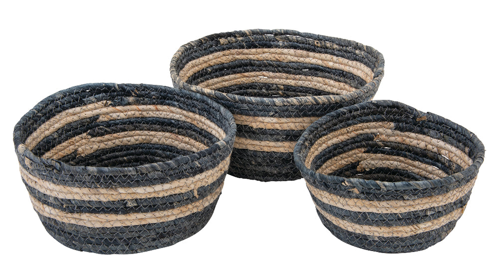 Woven Rush Grass Bowls - Set of 3