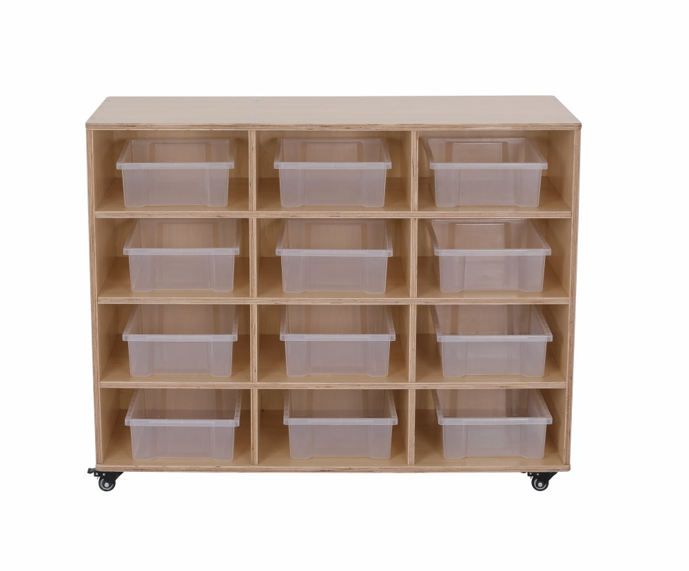 Egerite Mobile Tote Tray Trolley - 12 Compartment with Trays