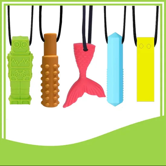 Silicone Chewable Necklace Set of 5