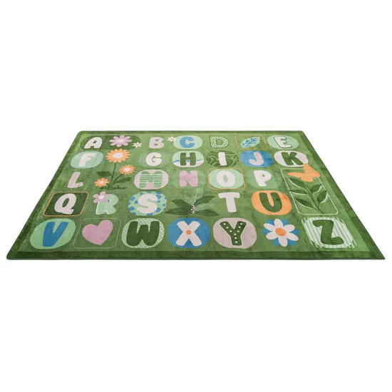 Green Alphabet Rug