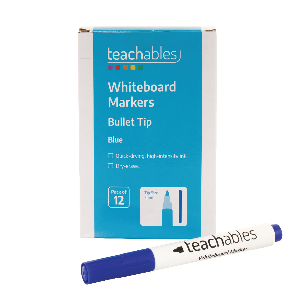 Teachables Whiteboard Markers Bullet Blue - Pack of 12