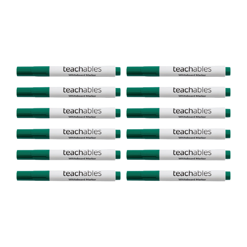 Teachables Whiteboard Markers Bullet Green - Pack of 12