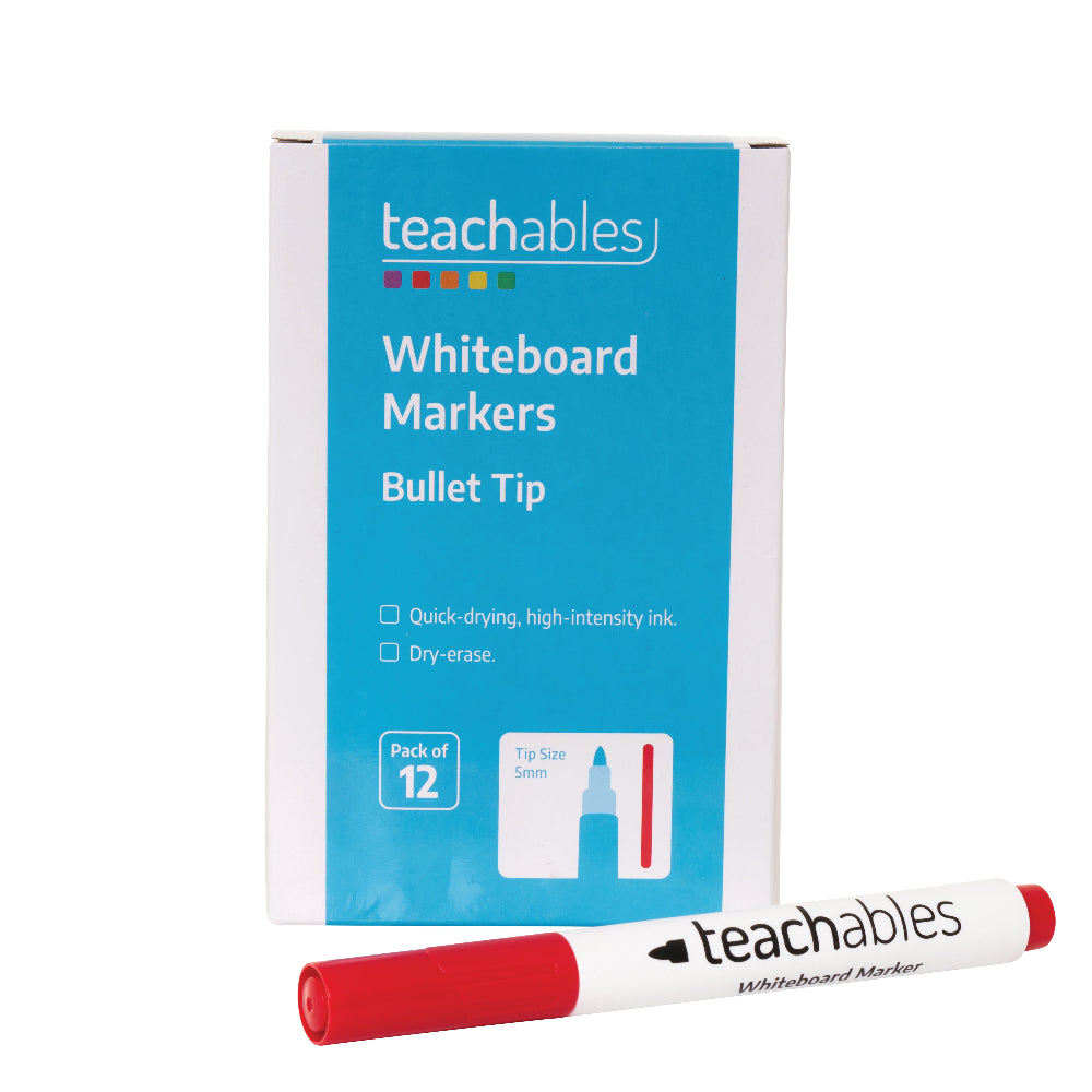 Teachables Whiteboard Markers Bullet Red - Pack of 12
