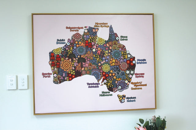 Framed Map of Australia with First Nation Place Names