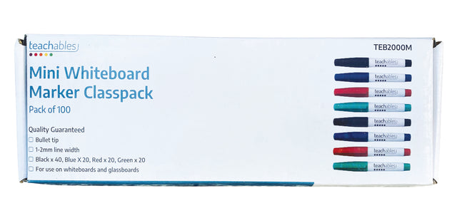 Teachables Mini Whiteboard Markers - Pack of 100