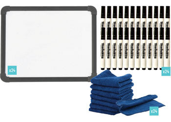Whiteboard kit with Markers Eraser Cloths 24