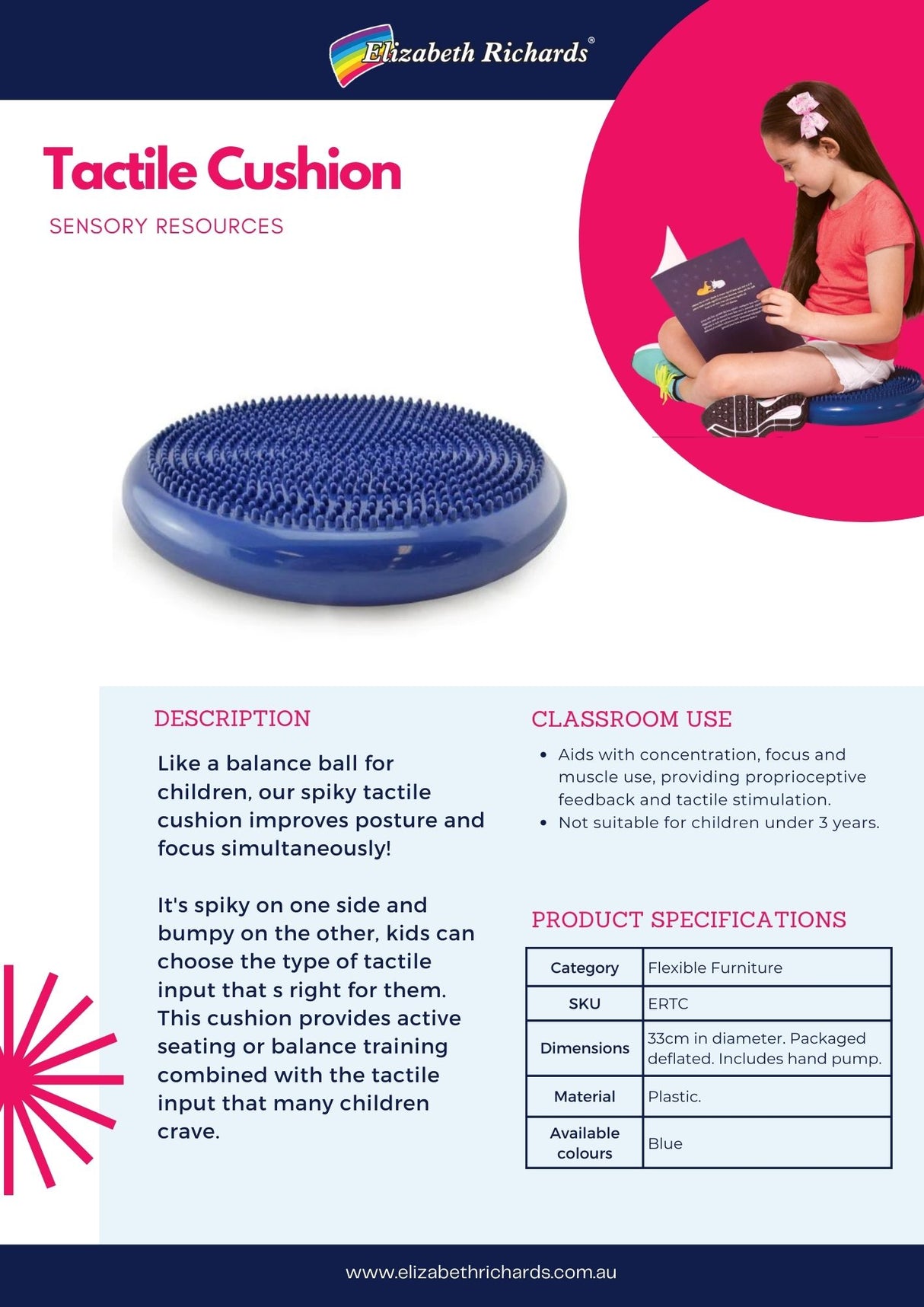 Tactile Cushion Blue with Hand Pump
