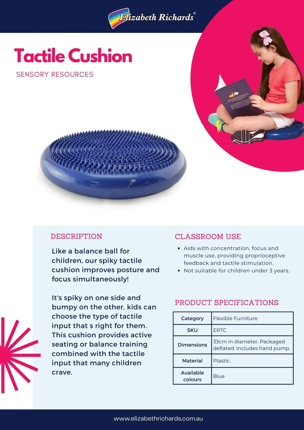 Tactile Cushion Blue with Hand Pump