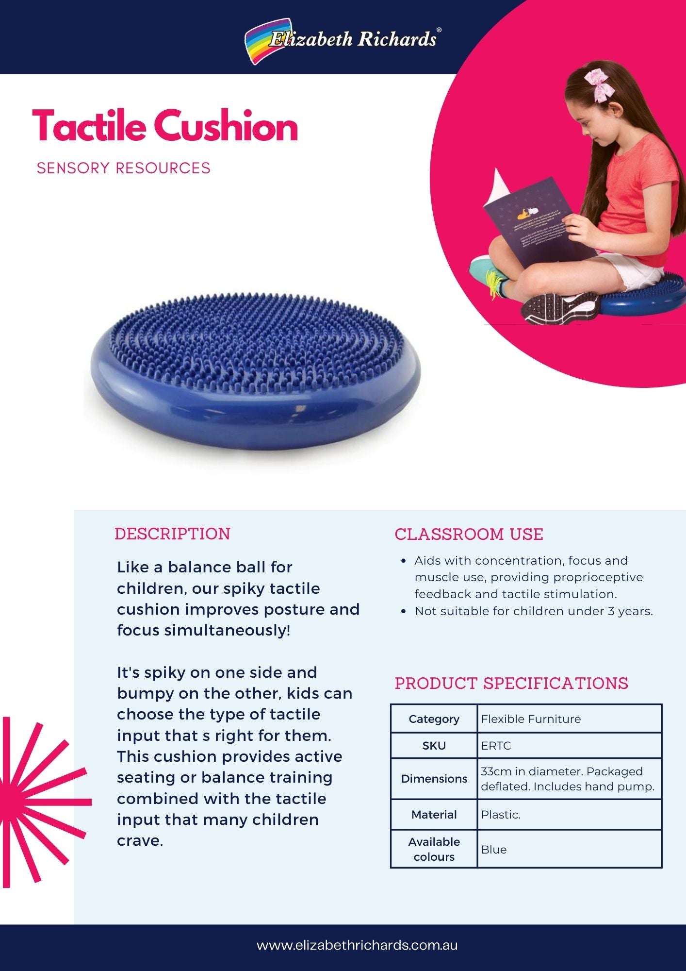 Tactile Cushion Blue with Hand Pump