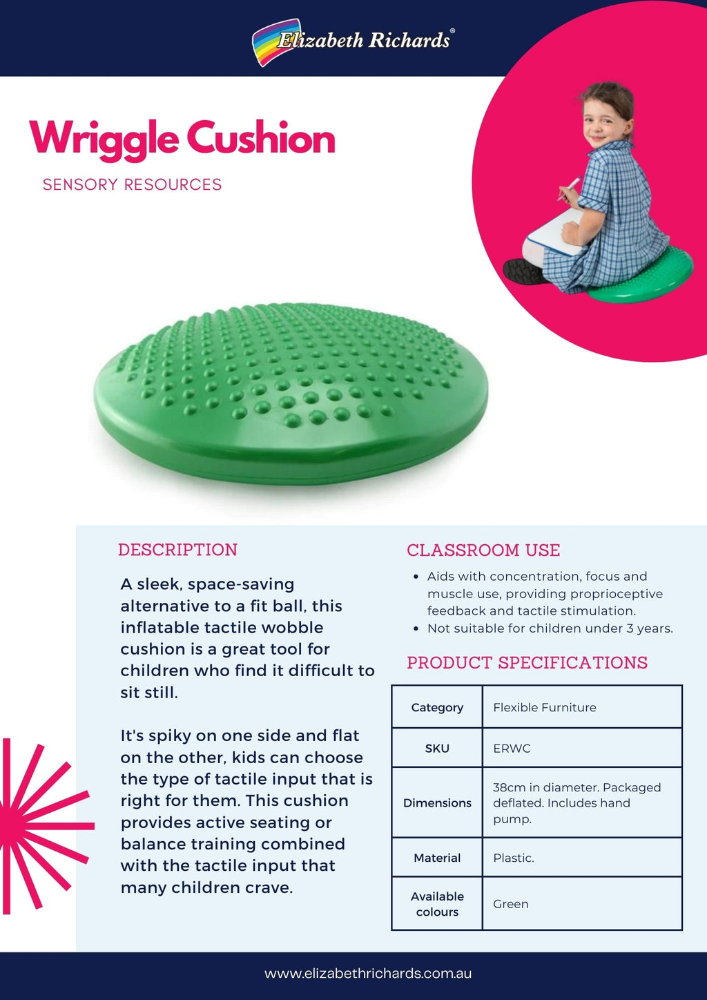 Wriggle Cushion Green with Hand Pump