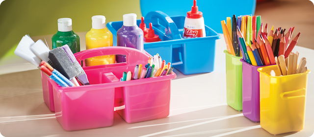 Stationary for teachers in Elizabeth Richards connector tubs and caddys