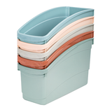 A stack of five plastic book storage tubs in various pastel colors, labeled 'Colours of Australia' range.