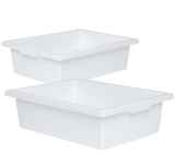 Triple Tote Tray Trolley Kit - White/Woodgrain
