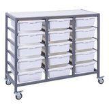Triple Tote Tray Trolley Kit - White/Woodgrain