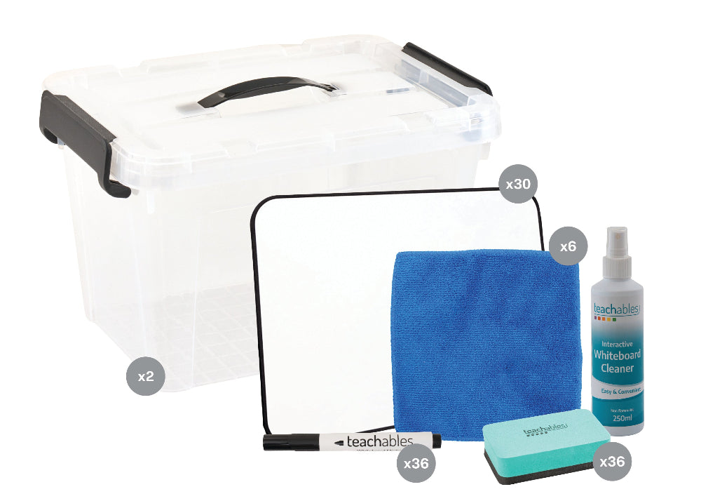 Magnetic Mini Whiteboards, Markers & Cloths Storage Kit