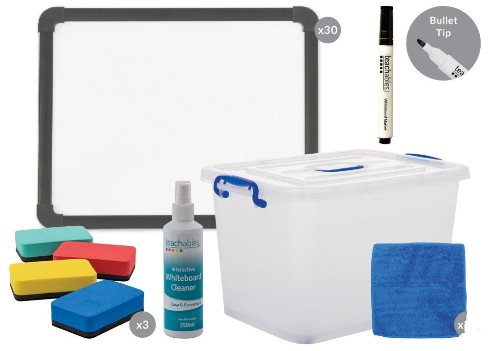 Magnetic Mini Whiteboards, Markers & Cloths Storage Kit