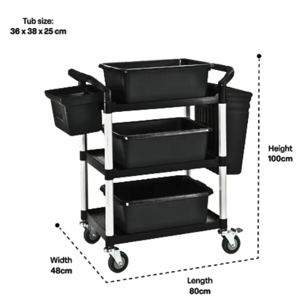 Utility Trolley with Accessory Tubs Black
