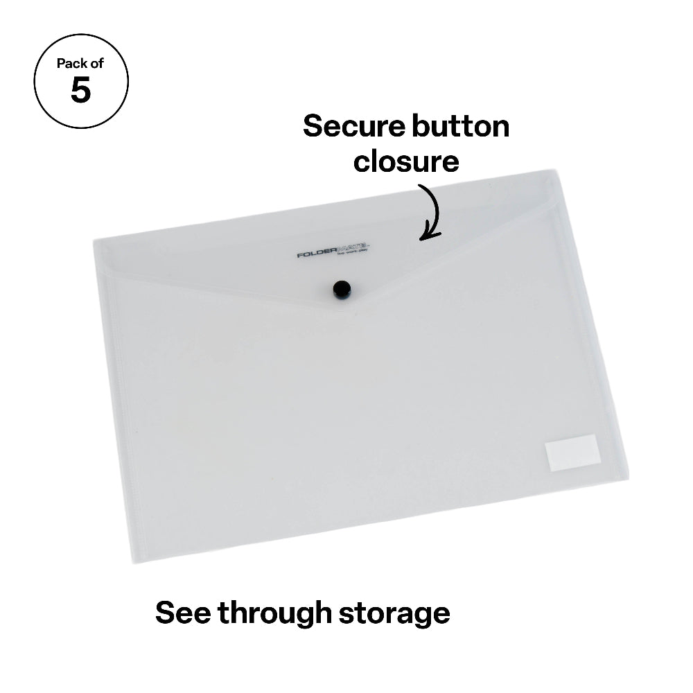 Document Wallet A4 Button Close Clear