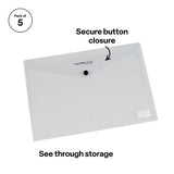 Document Wallet A4 Button Close Clear