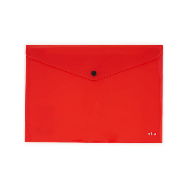 Document Wallet A4 Button Close Red - Pack of 12
