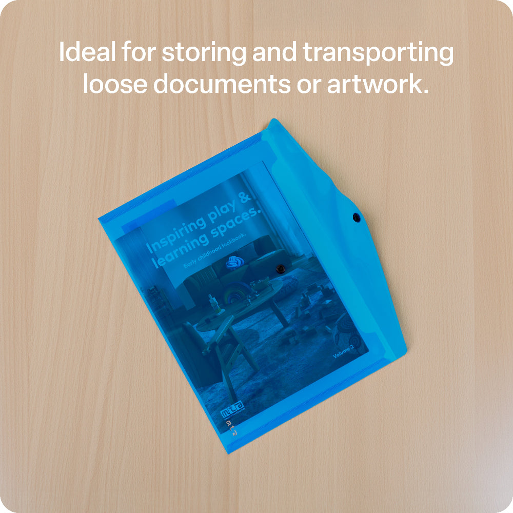 Document Wallet A4 Button Close Blue