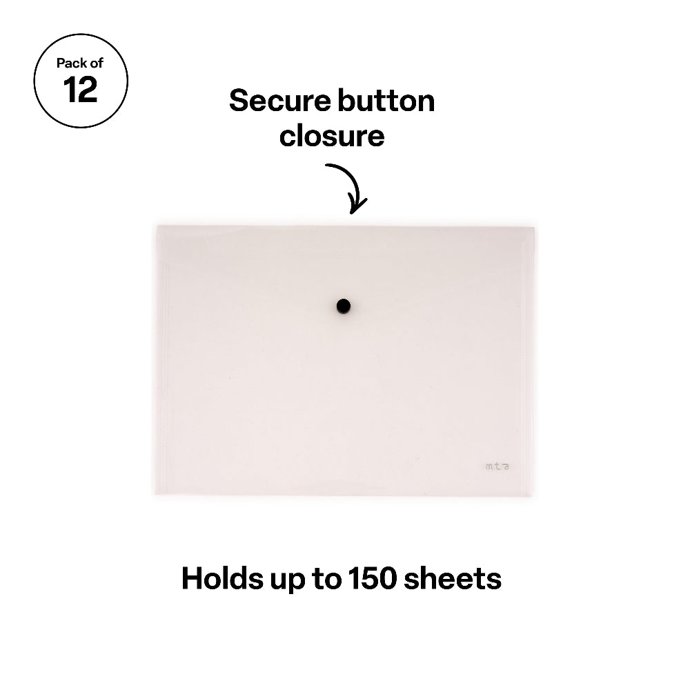 Document Wallet A4 Button Close Clear