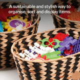 WOVEN ZEBRA BASKETS SET OF 3