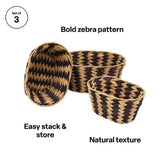 WOVEN ZEBRA BASKETS SET OF 3