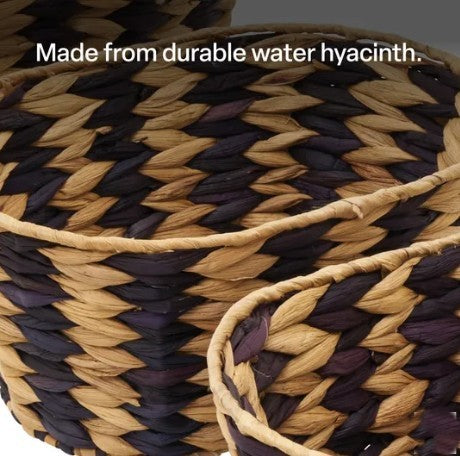 WOVEN ZEBRA BASKETS SET OF 3