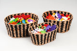 WOVEN ZEBRA BASKETS SET OF 3