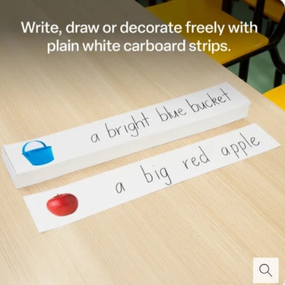 Cardboard White Sentence strips 10x60cm - Pack of 100