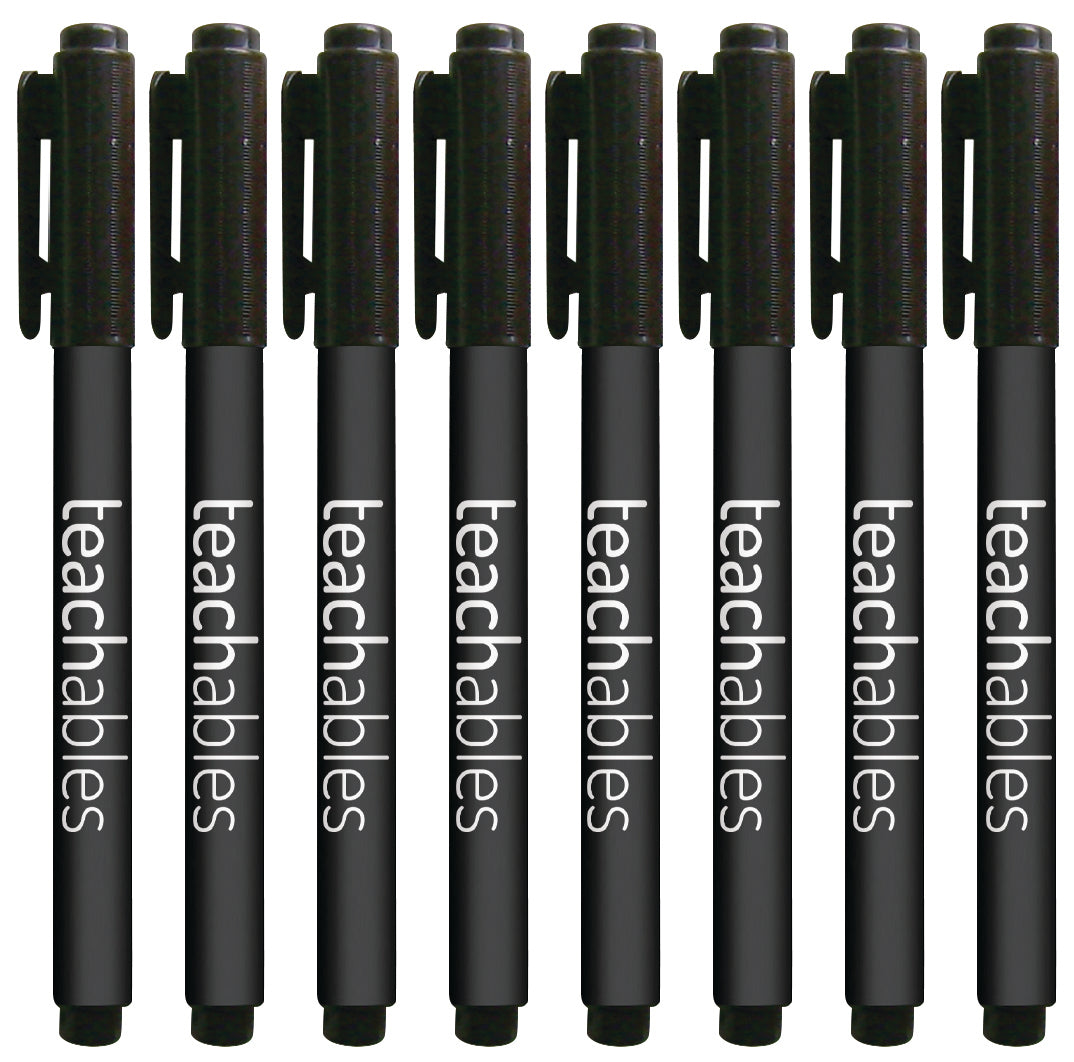 Teachables Thinline Permanent Markers Black Pack of 12