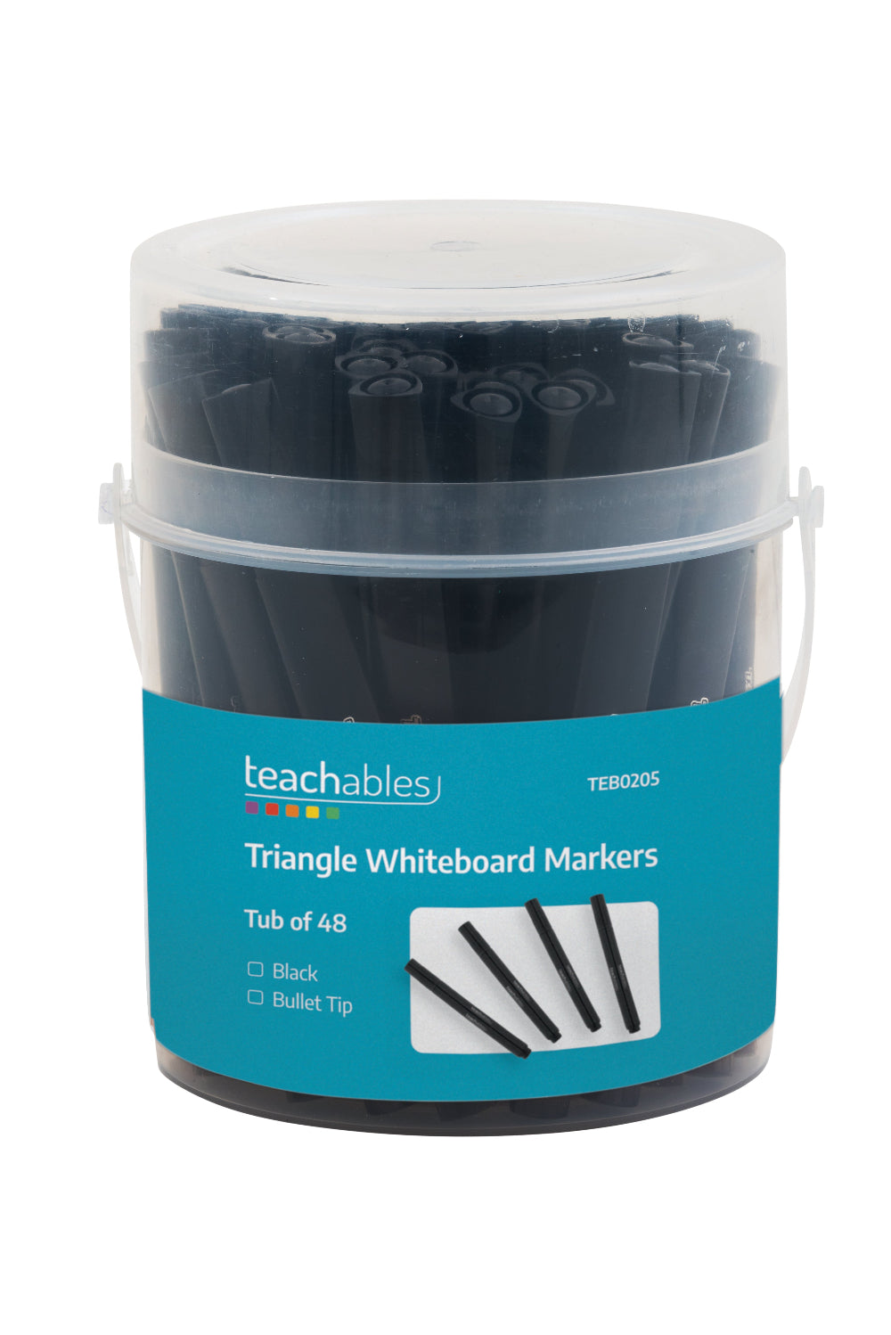 Teachables Triangle Whiteboard Black Markers - Pack of 48