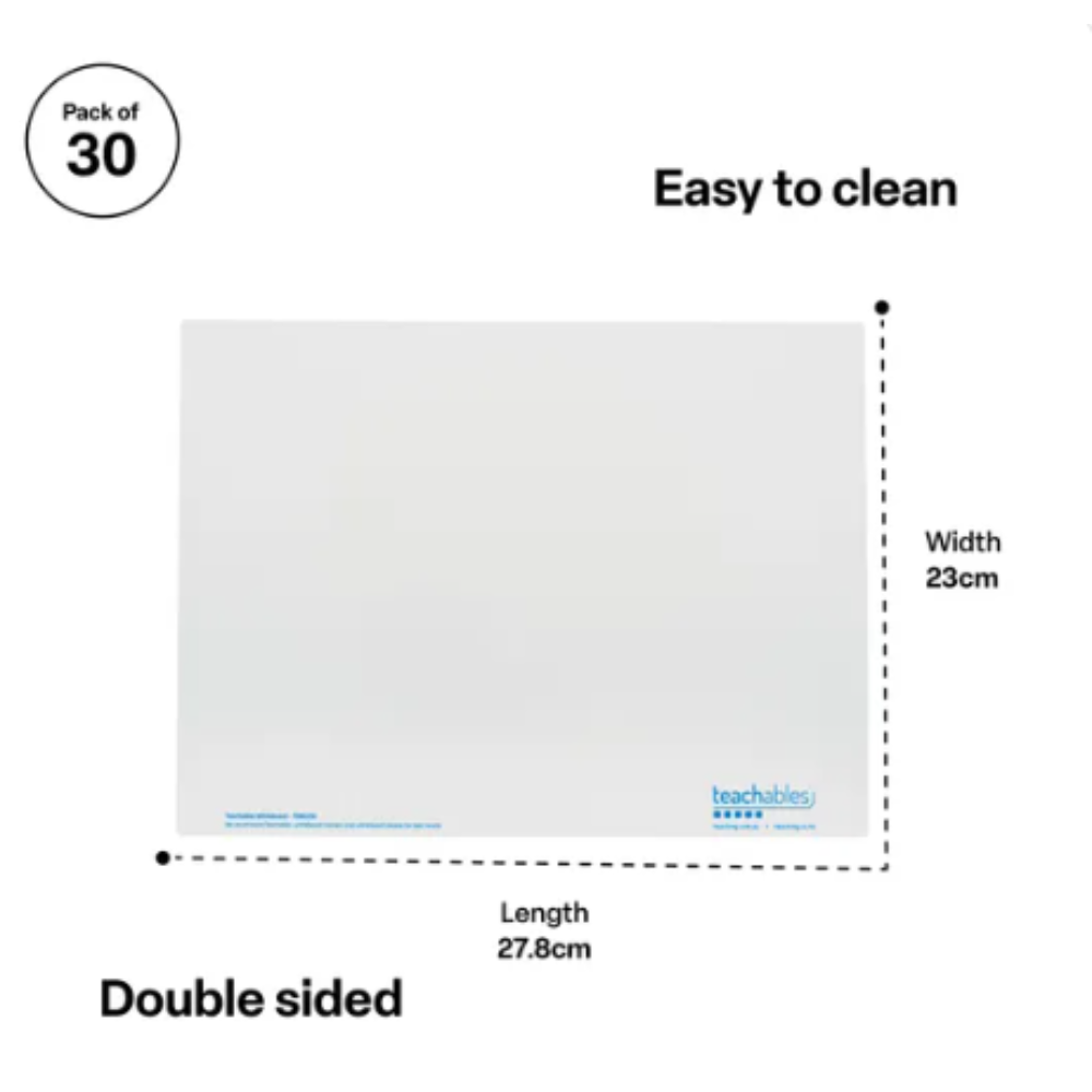 Teachables Blank Mini Whiteboard - Pack of 30