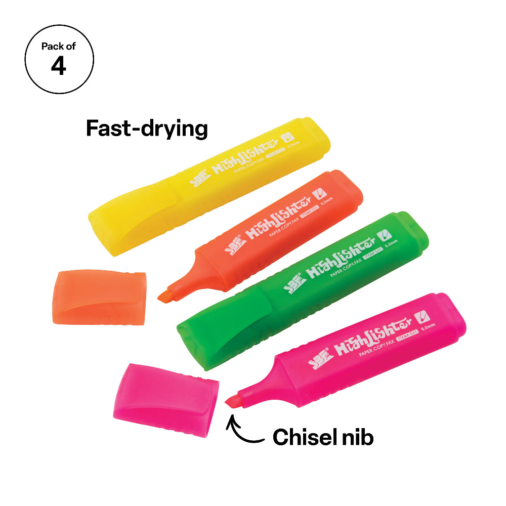 Highlighters Assorted - Pack of 4