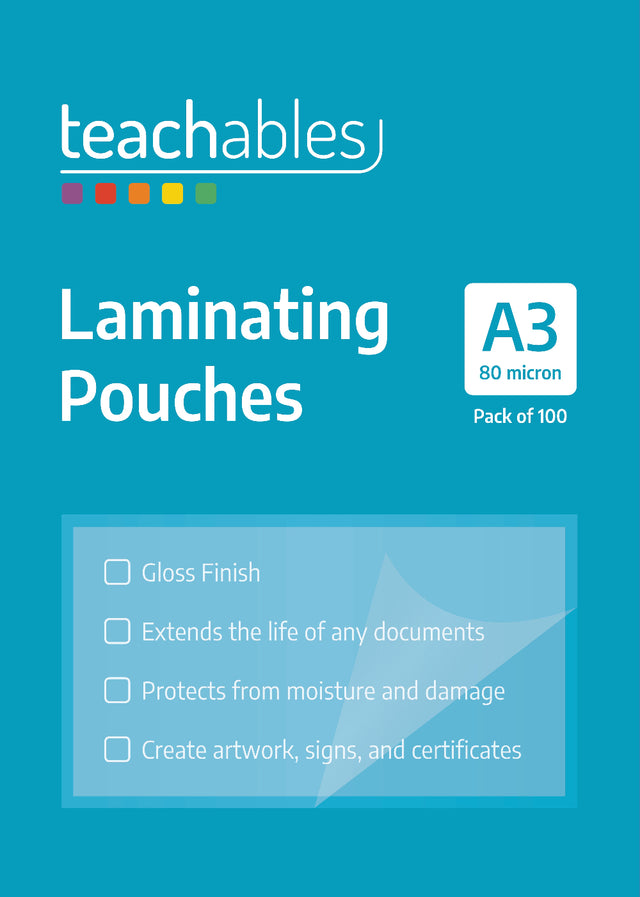 Teachables Laminating Pouches 80 mic A3 - Pack of 100