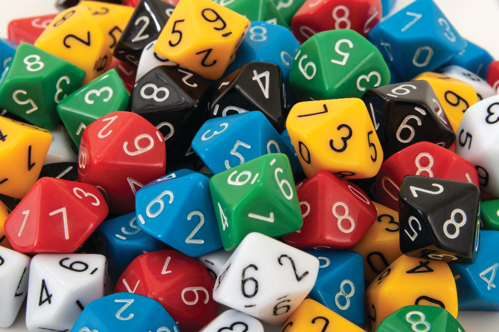 Dice: 10 Face 0-9 Jar - 100pc