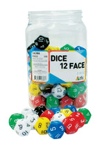 Dice: 12 Face 1-12 in Jar 100pc