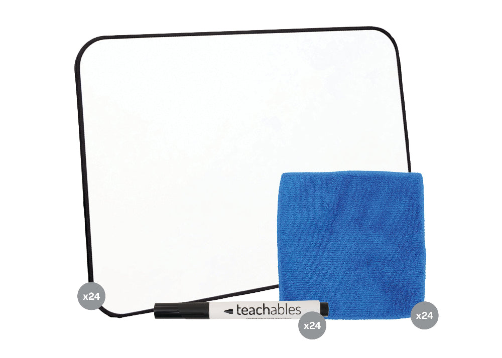 Whiteboard kit with Markers Eraser Cloths 24