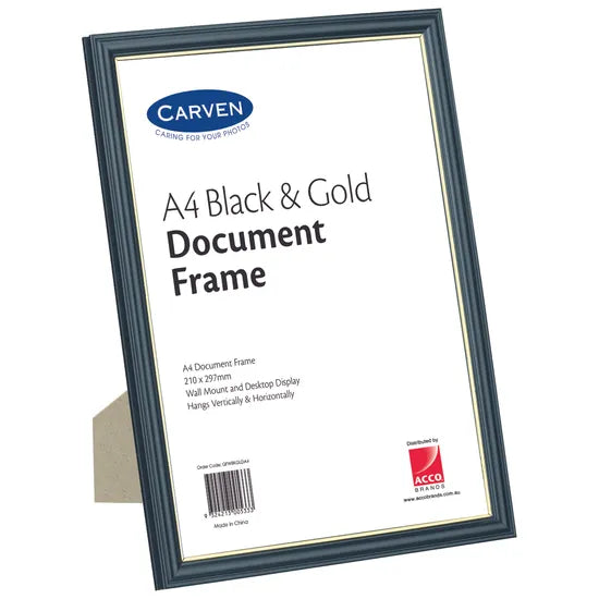 Carven Document A4 Frame Black & Gold