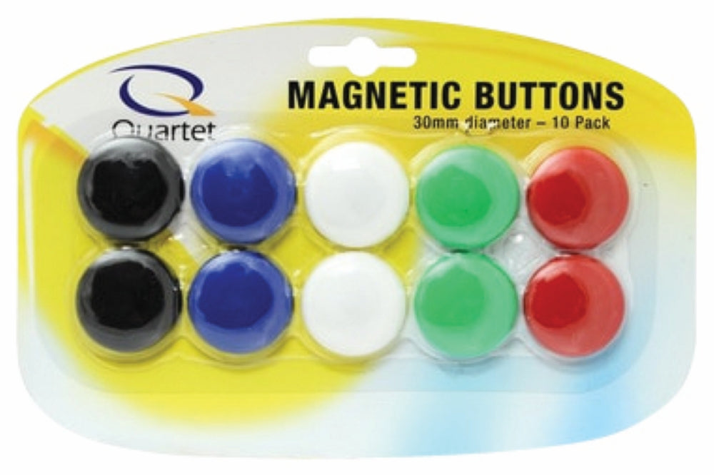 Quartet Magnetic Buttons 30mm Assorted Colours - Pack of 10