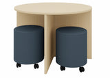 Ergerite Round Table and Ottoman Set - Grey Vinyl