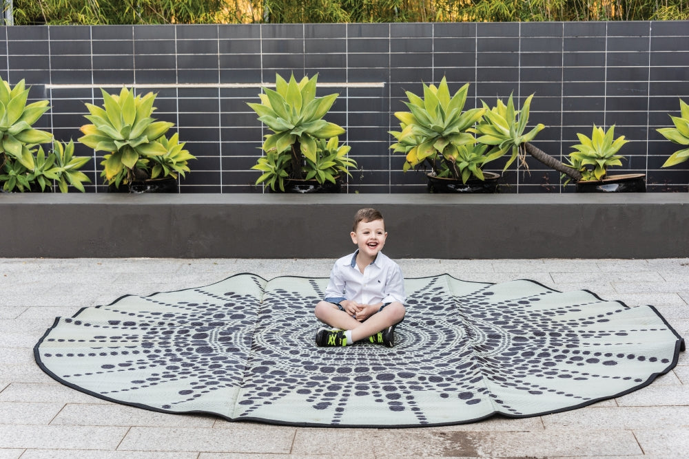 Moon Aboriginal Art Recycled Outdoor Mat - 300cm